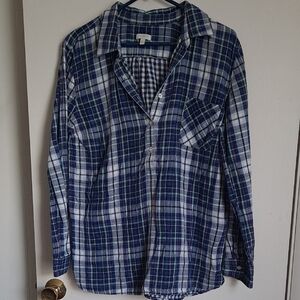 Talbots Navy, Pink, White, and Green Plaid Shirt